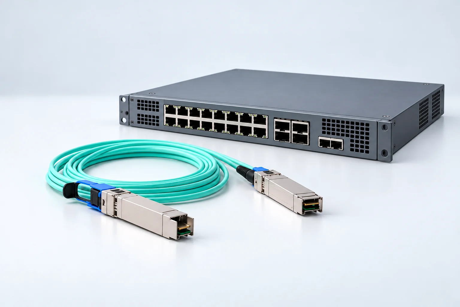 Illustrative network switch and aqua optical cable