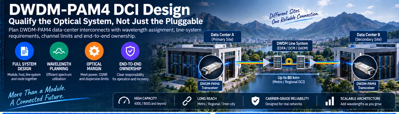 DWDM-PAM4 DCI Design: Qualify the Optical System, Not Just the Pluggable — engineering illustration