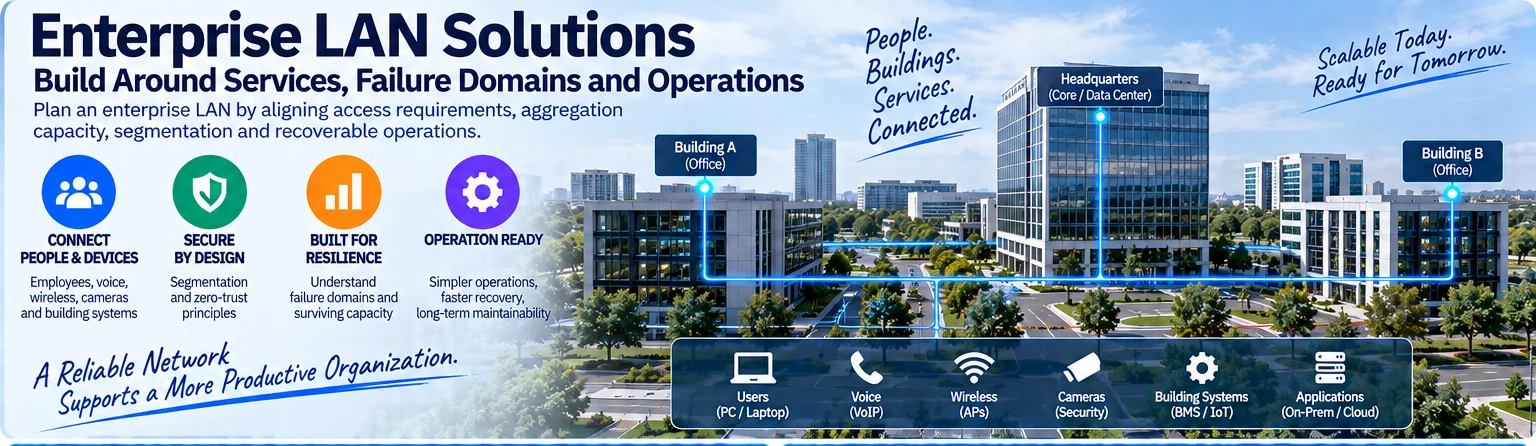 Enterprise LAN Solutions: Build Around Services, Failure Domains and Operations — engineering illustration