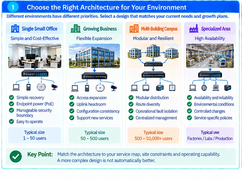 Engineering illustration 1 — Enterprise LAN Solutions: Build Around Services, Failure Domains and Operations