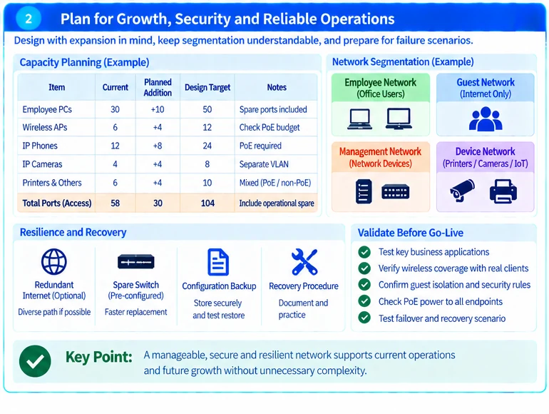 Engineering illustration 2 — Office Network Design for Growing Businesses: Capacity Without Unnecessary Complexity