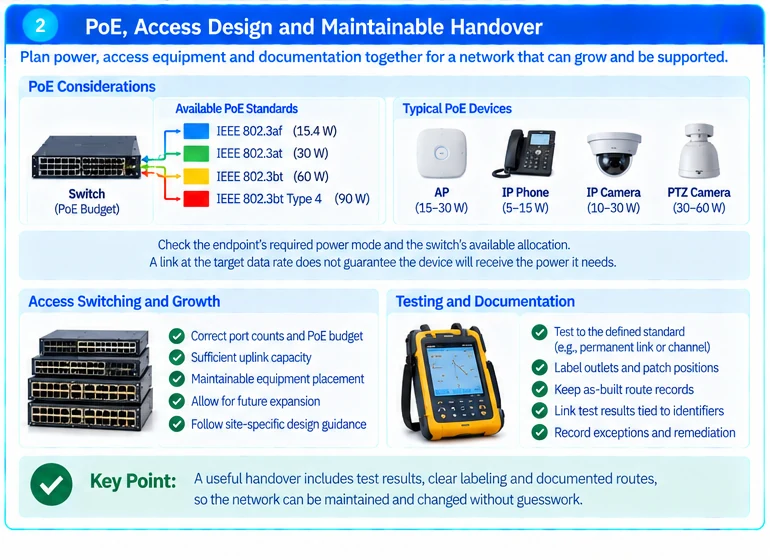 Engineering illustration 2 — Horizontal Cabling for Enterprise Endpoints: Data, Power and Maintainability