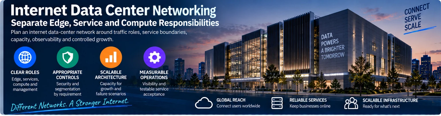 Internet Data Center Networking: Separate Edge, Service and Compute Responsibilities — engineering illustration