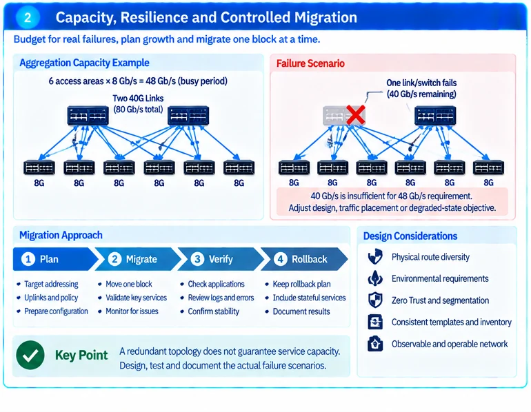 Engineering illustration 2 — Large Campus Network Design: Modular Access Blocks and Clear Failure Domains