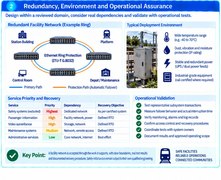 Engineering illustration 2 — Rail-Facility Communications: Separate Operational Networks from Safety-Critical Systems