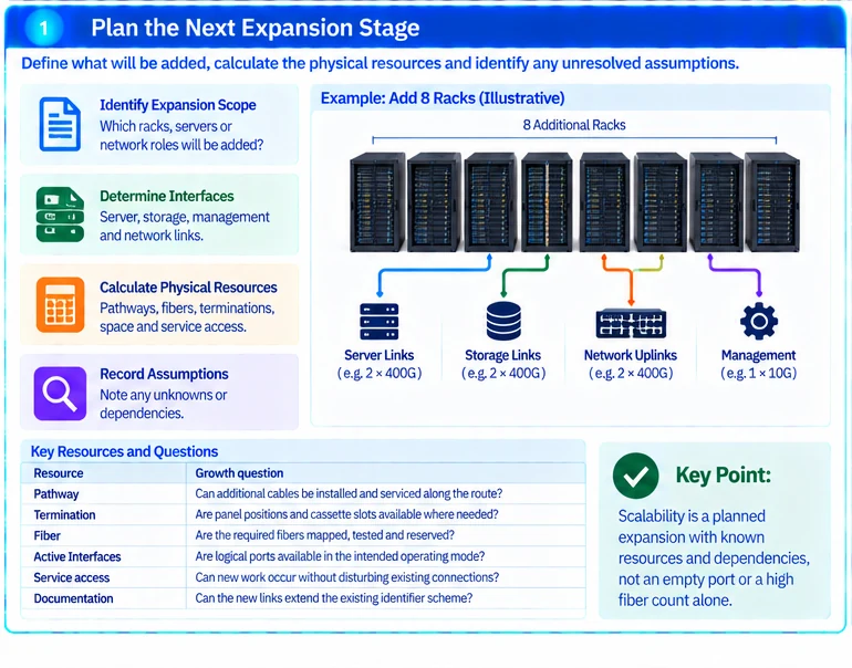 Engineering illustration 1 — Scalable Data Center Cabling: Reserve Paths, Fibers and Service Space Deliberately