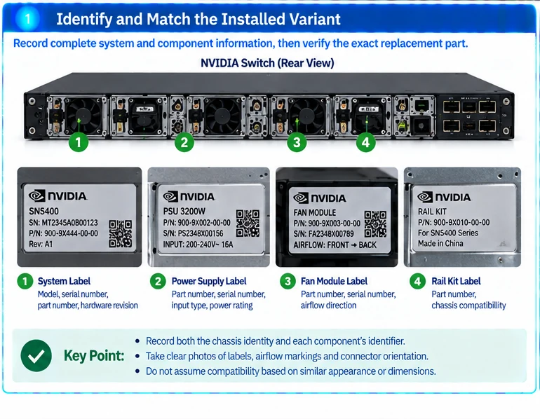 Engineering illustration 1 — NVIDIA FRU Selection: Identify the Installed Variant Before Ordering