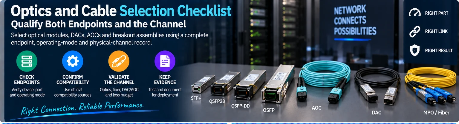 Optics and Cable Selection Checklist: Qualify Both Endpoints and the Channel