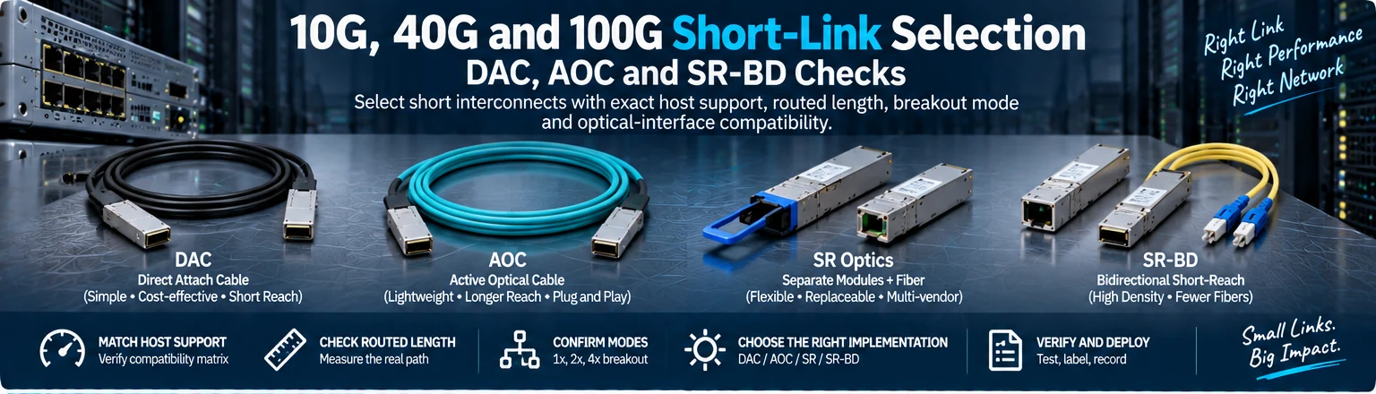 10G, 40G and 100G Short-Link Selection: DAC, AOC and SR-BD Checks