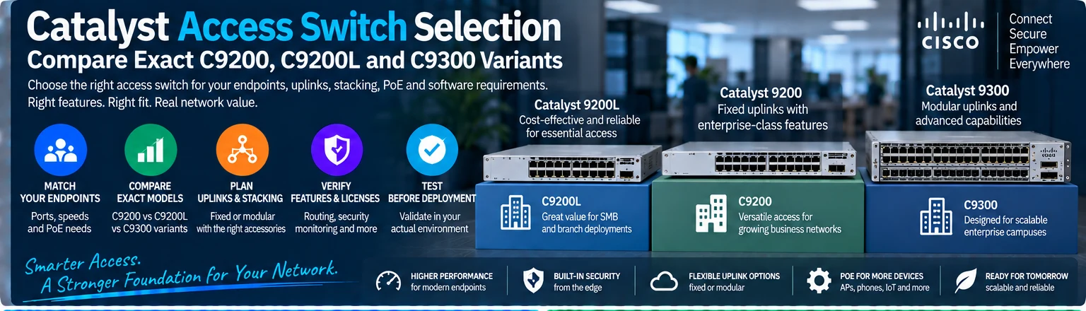 Catalyst Access Switch Selection: Compare Exact C9200, C9200L and C9300 Variants