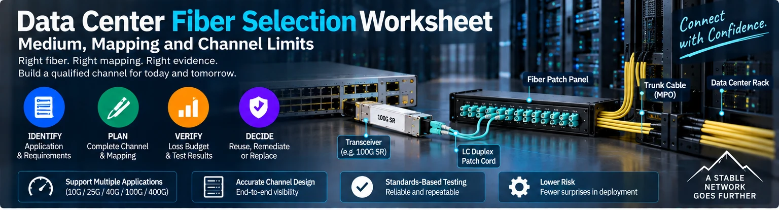 Data Center Fiber Selection Worksheet: Medium, Mapping and Channel Limits