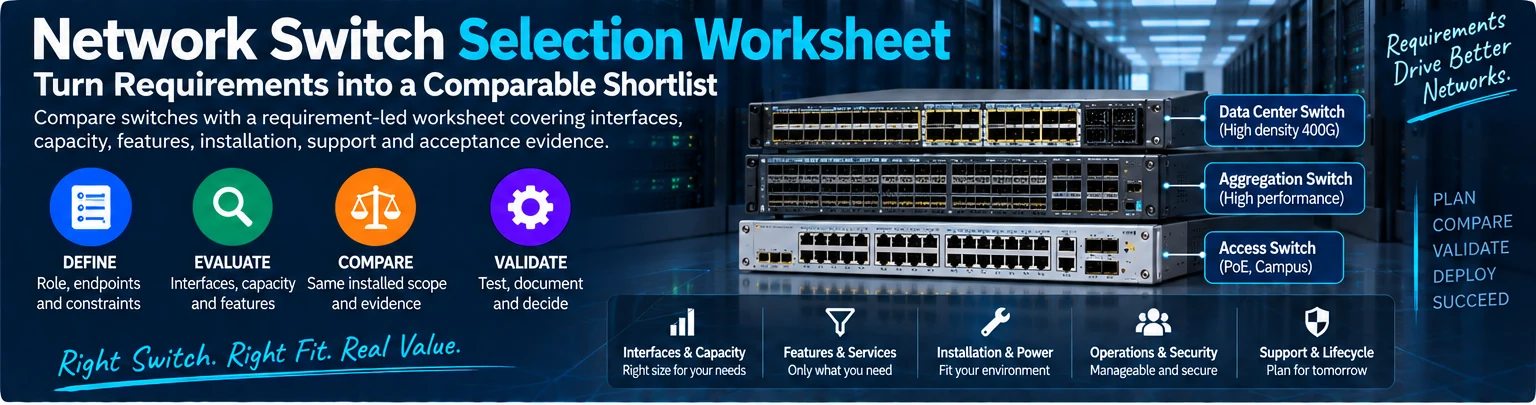 Network Switch Selection Worksheet: Turn Requirements into a Comparable Shortlist