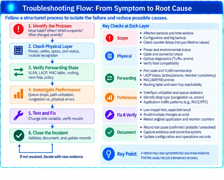 Engineering illustration 1 — Network Switch Troubleshooting: Isolate the Failure Before Changing Configuration
