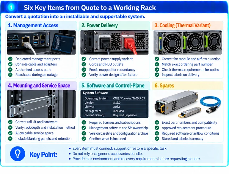 Engineering illustration 1 — Six Often-Missed Items Between a Network Quote and a Working Rack