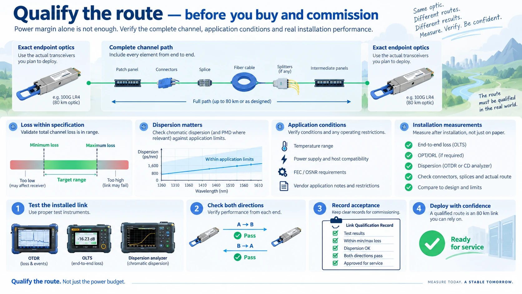 Engineering illustration 1 — An 80 km Optic Is Not an 80 km Link Guarantee