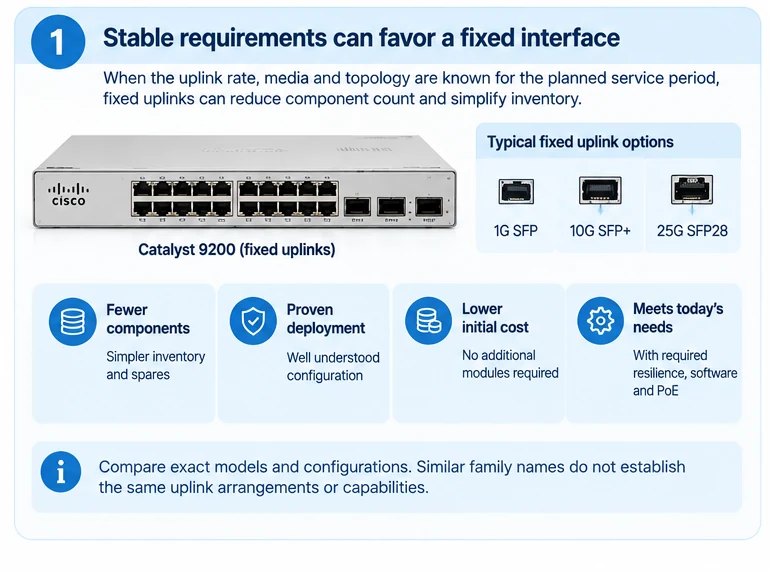 Engineering illustration 1 — Fixed or Modular Uplinks? Decide from the Next Network Change