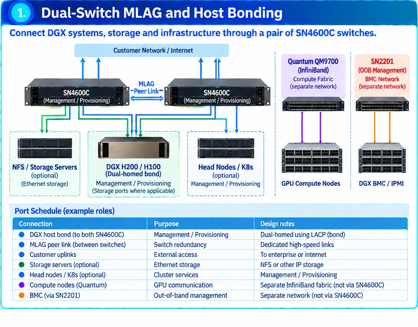 Use SN4600C’s documented management role to plan a DGX fabric — technical illustration 1