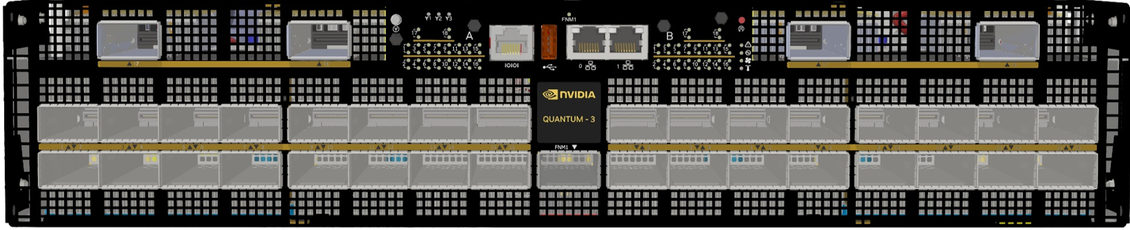 NVIDIA Crocodile Air Cooled, NVIDIA Quantum-3 based Two-Adjoining XDR 920-9B34F-00RX-FS0 800G per XDR port 2U InfiniBand Switch